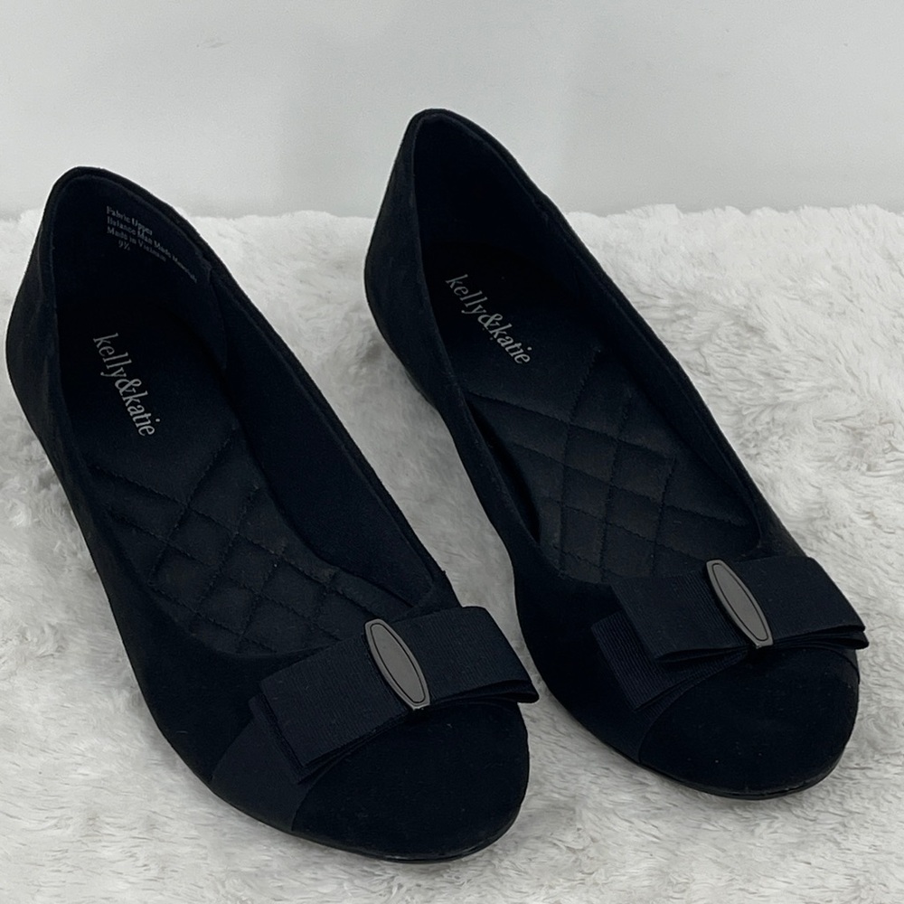 Kelly & Katie Black Bow Flats WOMENS SIZE 9.5